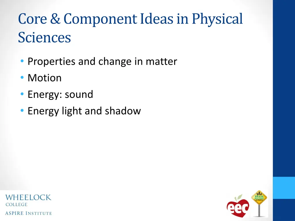 core component ideas in physical sciences