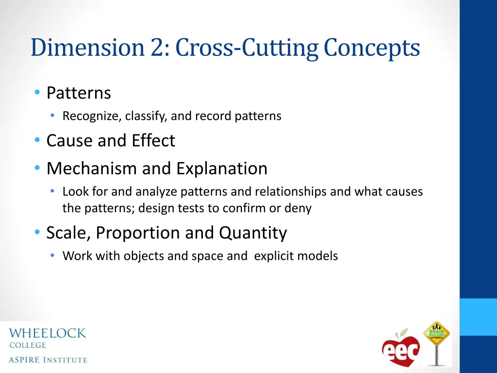 dimension 2 cross cutting concepts