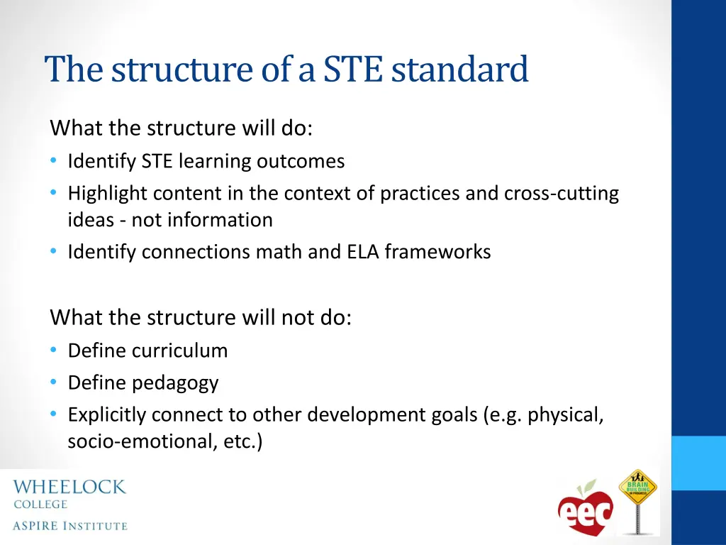 the structure of a ste standard