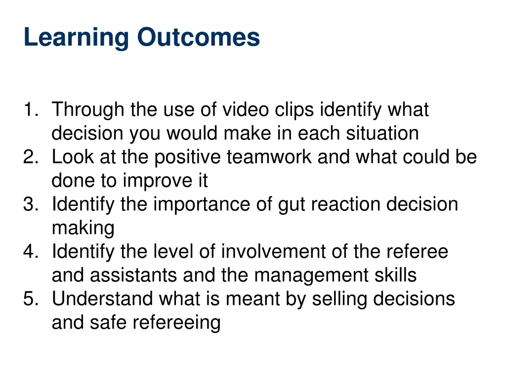 learning outcomes