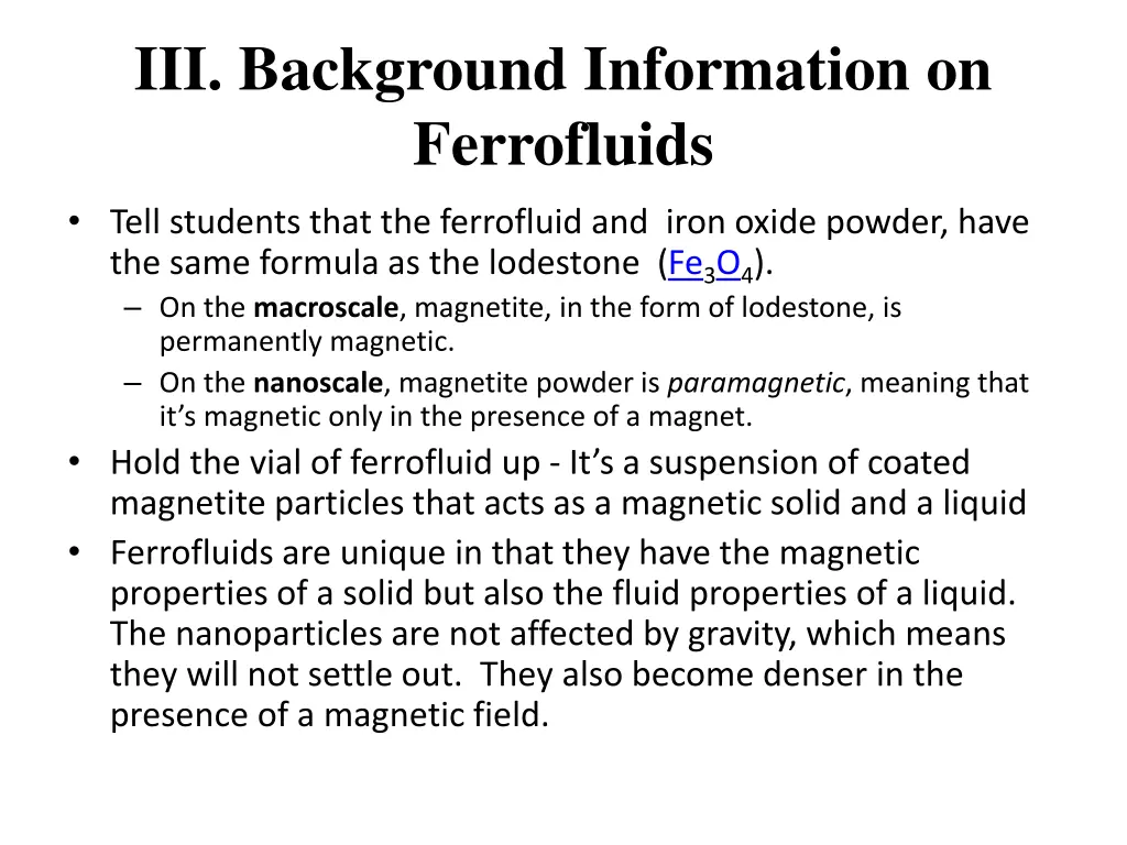 iii background information on ferrofluids