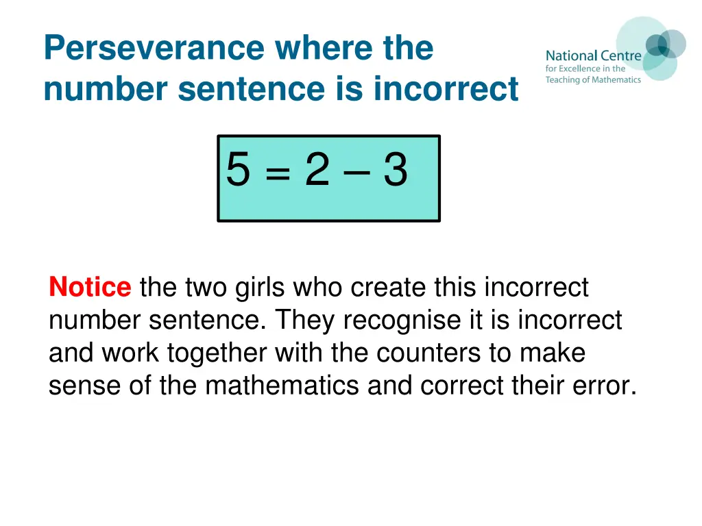 perseverance where the number sentence