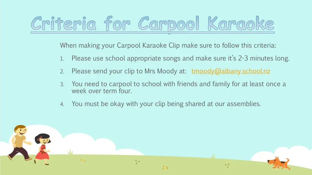 criteria for carpool karaoke