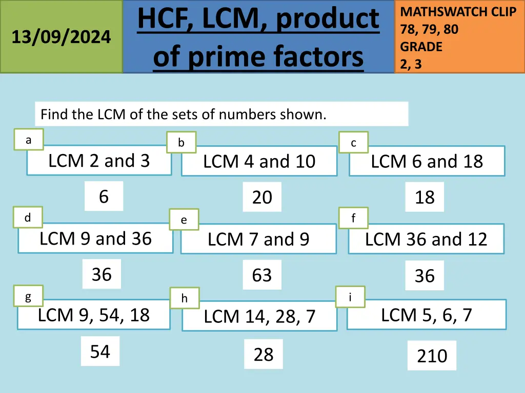 hcf lcm product of prime factors 12