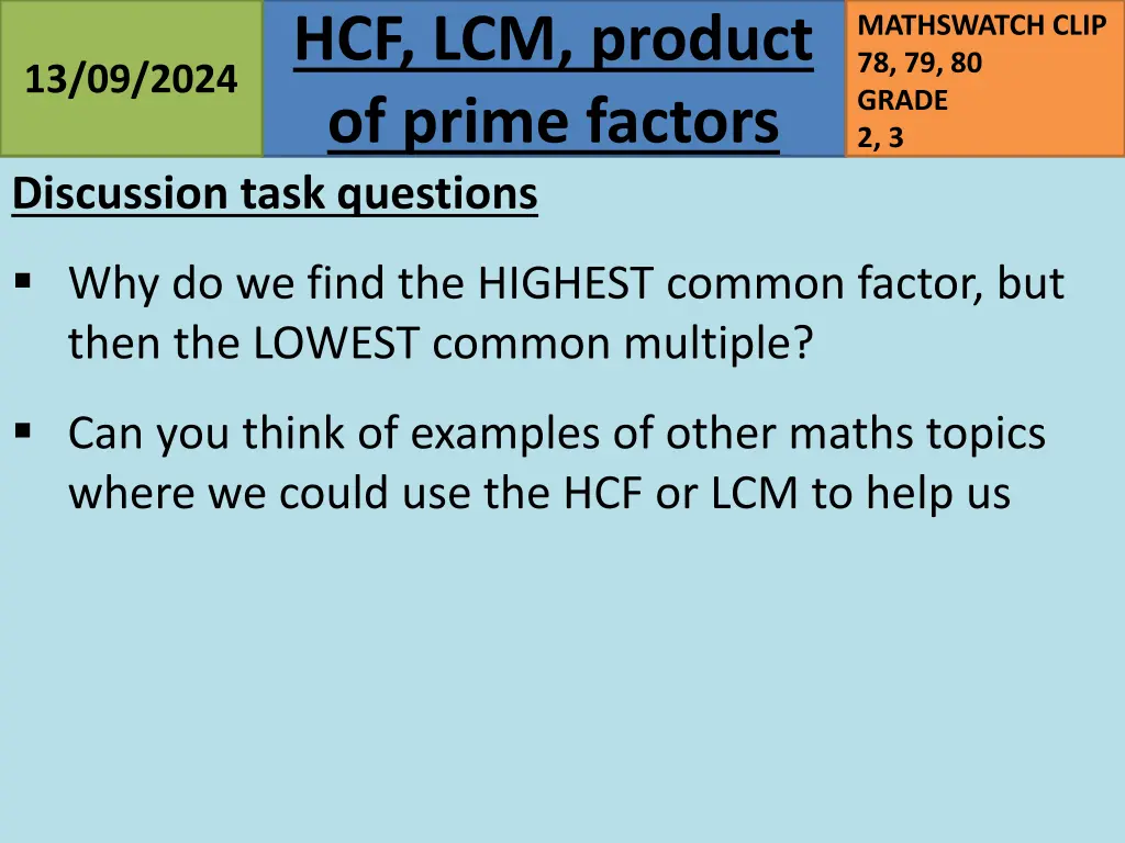 hcf lcm product of prime factors 16