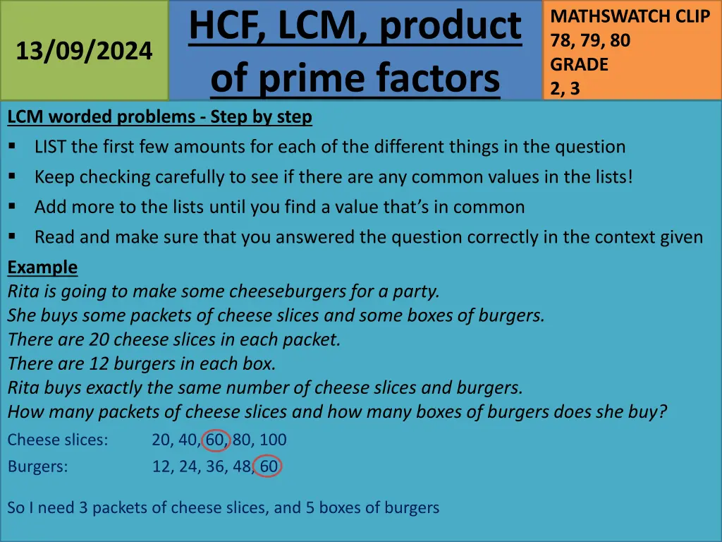 hcf lcm product of prime factors 18