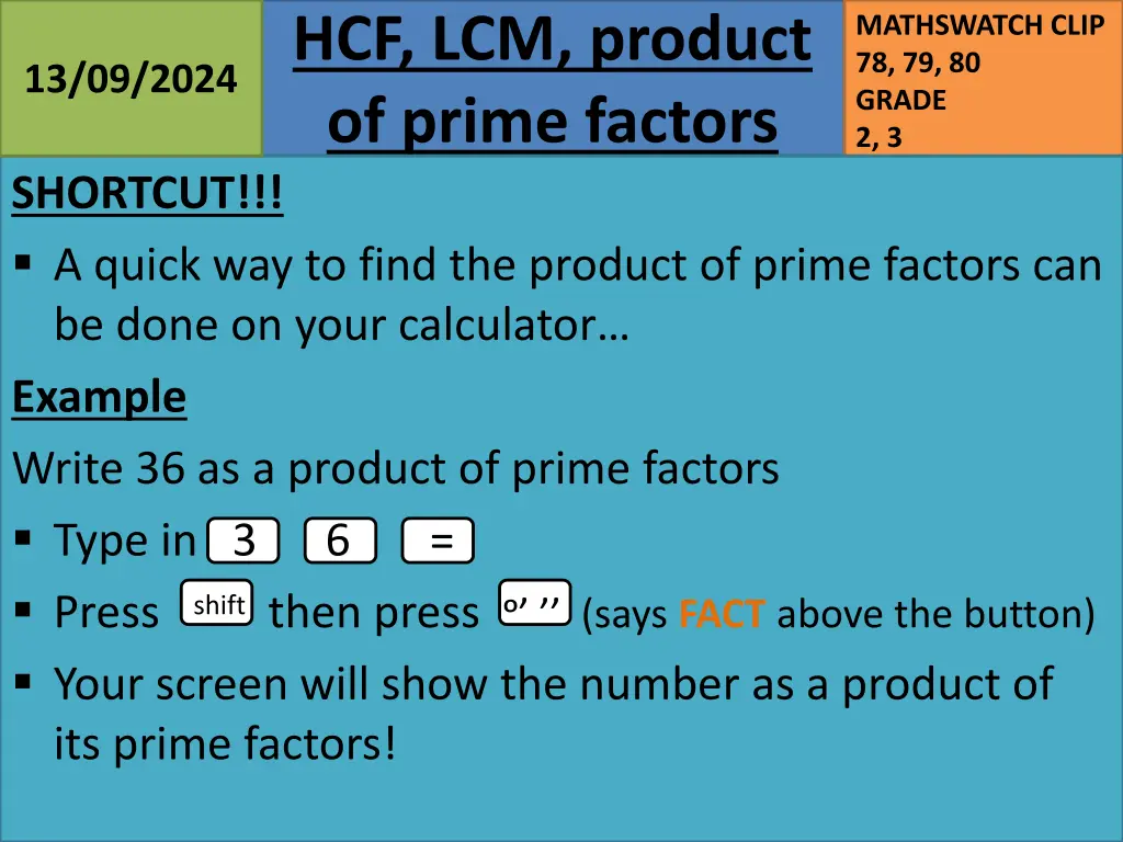 hcf lcm product of prime factors 26