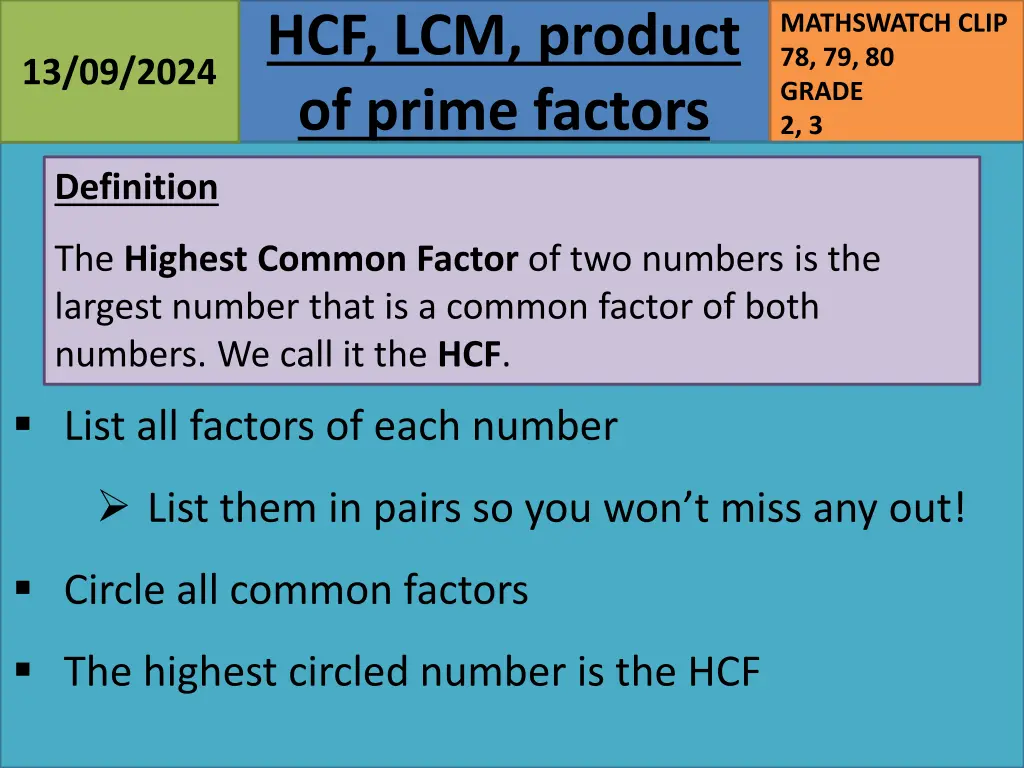 hcf lcm product of prime factors 3