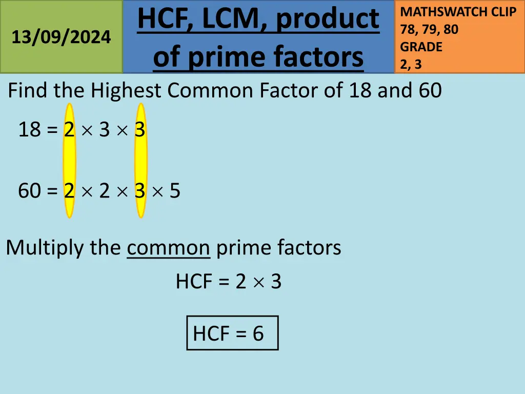 hcf lcm product of prime factors 30