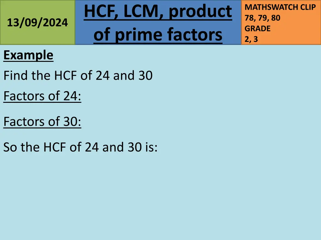 hcf lcm product of prime factors 4