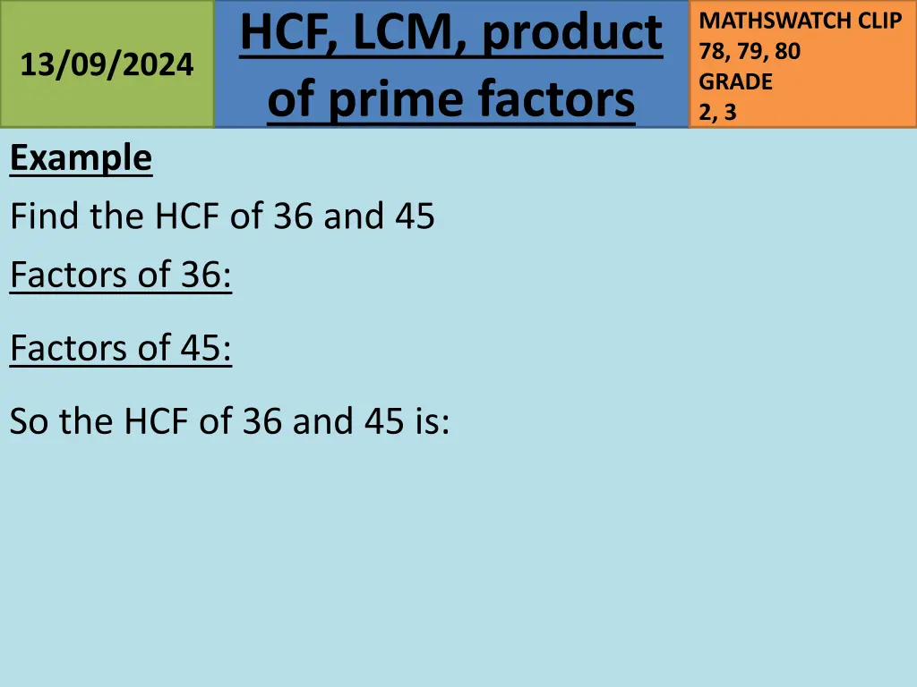 hcf lcm product of prime factors 5