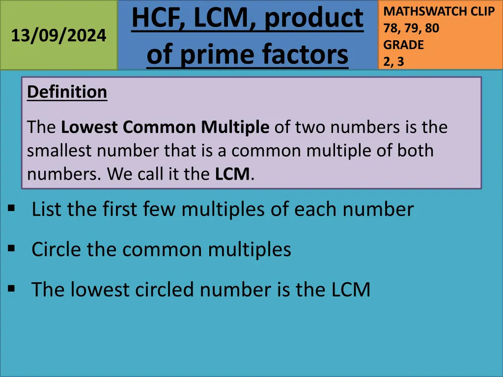 hcf lcm product of prime factors 8