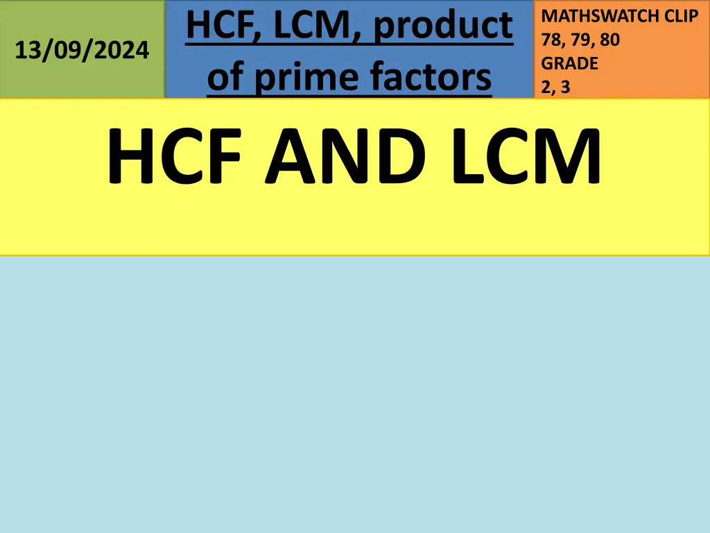 hcf lcm product of prime factors hcf and lcm