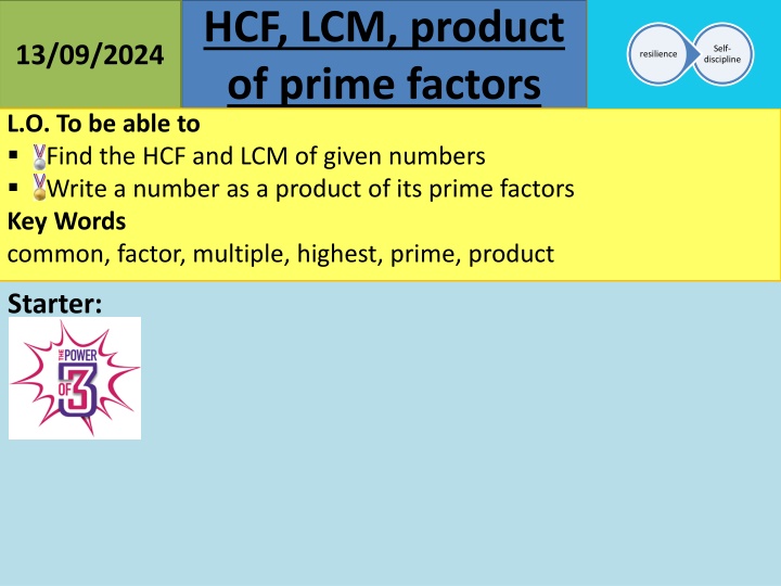 hcf lcm product of prime factors