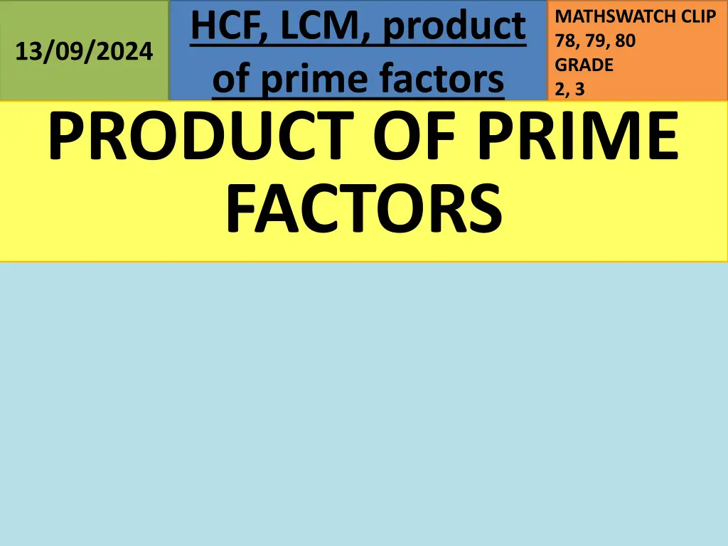 hcf lcm product of prime factors product of prime