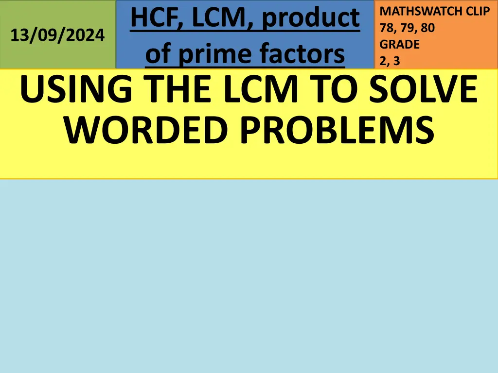 hcf lcm product of prime factors using