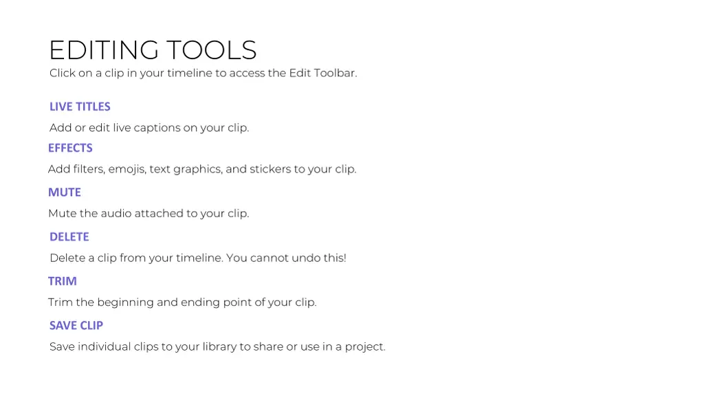 editing tools click on a clip in your timeline