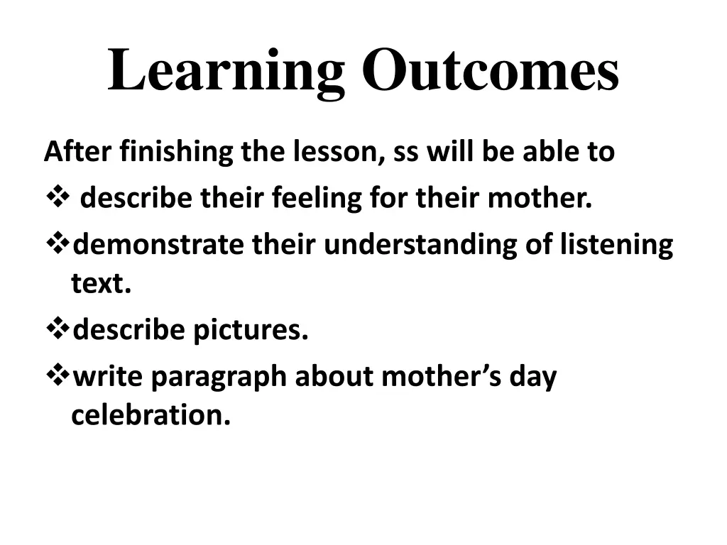 learning outcomes