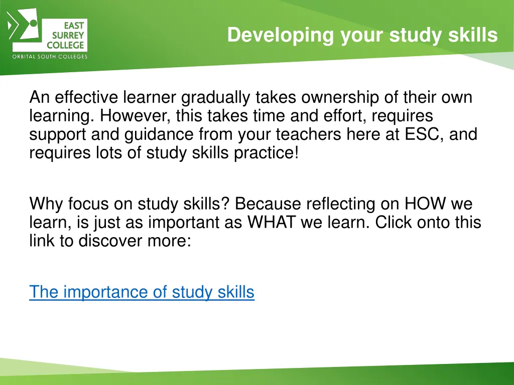 developing your study skills