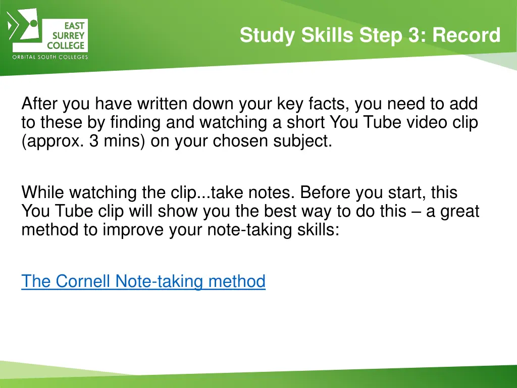 study skills step 3 record