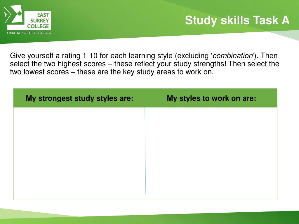 study skills task a