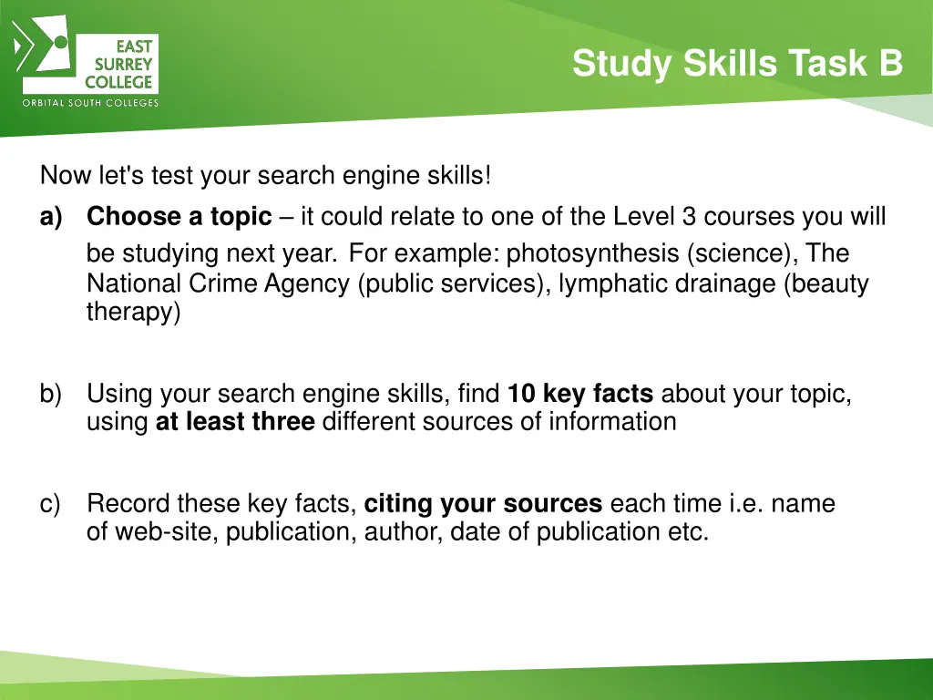 study skills task b