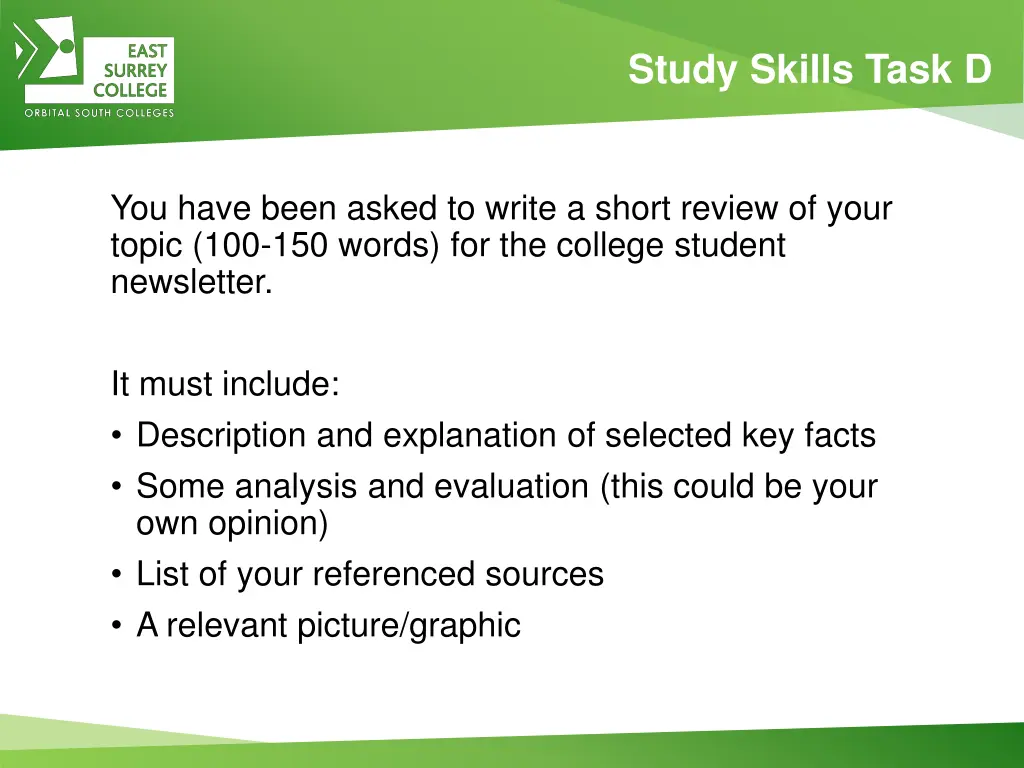 study skills task d