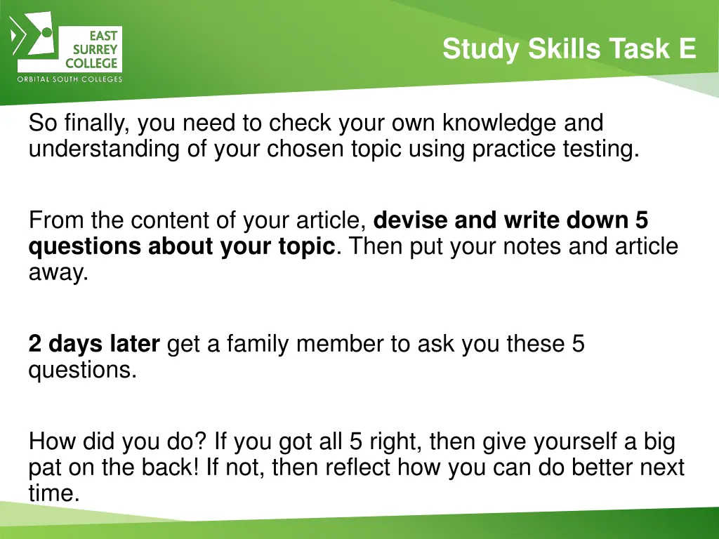 study skills task e