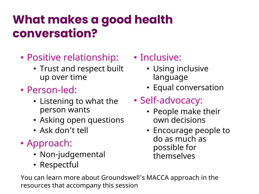 what makes a good health conversation