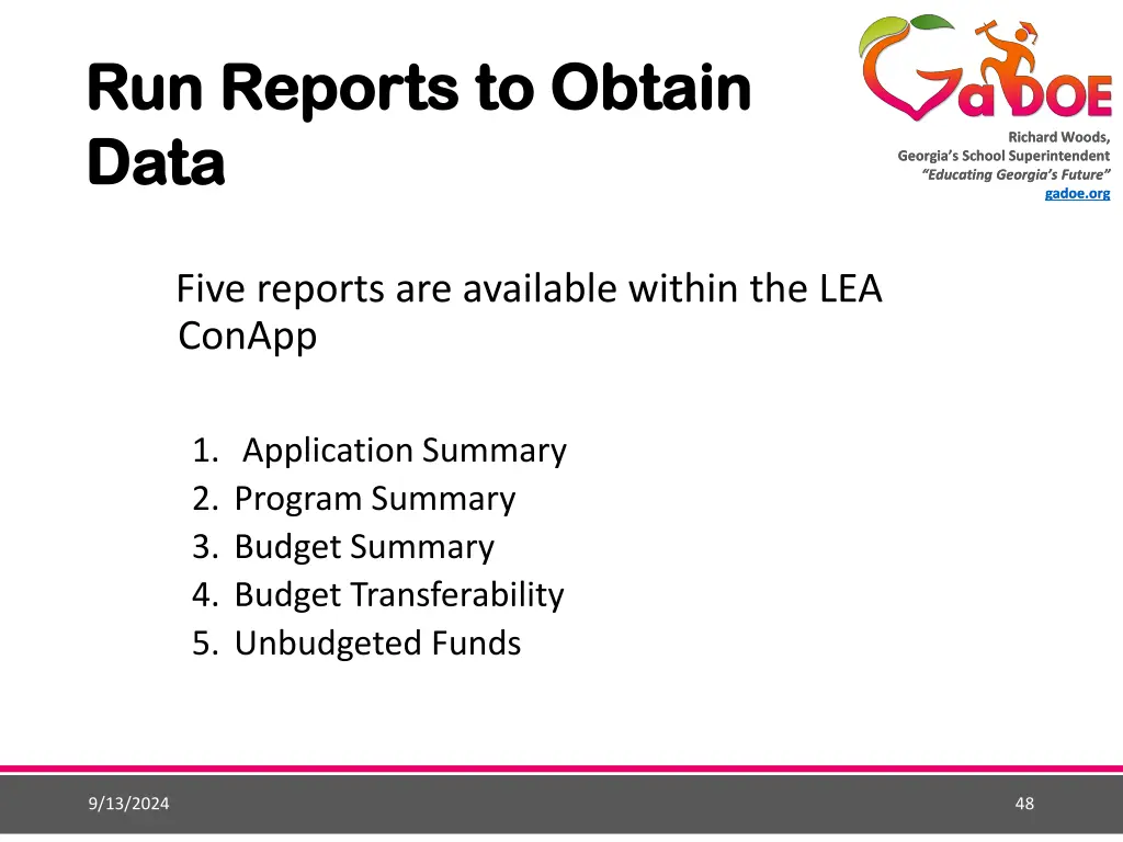 run reports to obtain run reports to obtain data