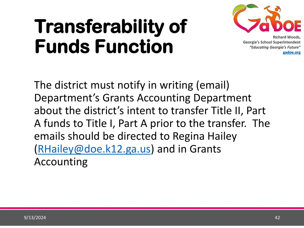 transferability of transferability of funds