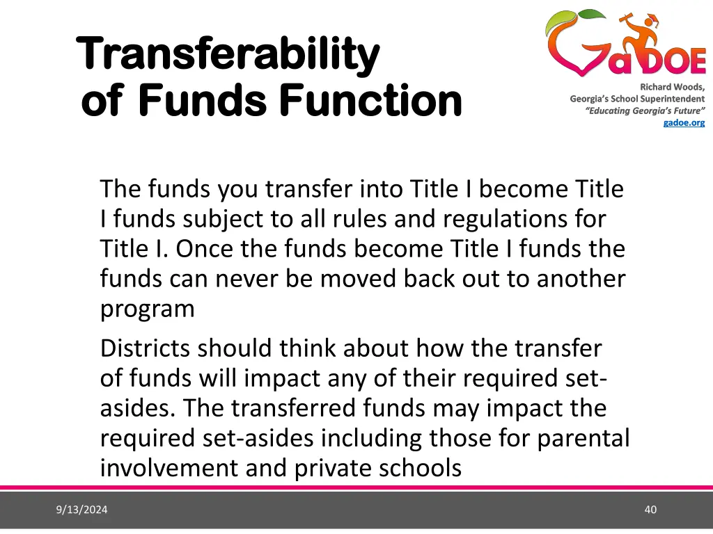 transferability transferability of funds function