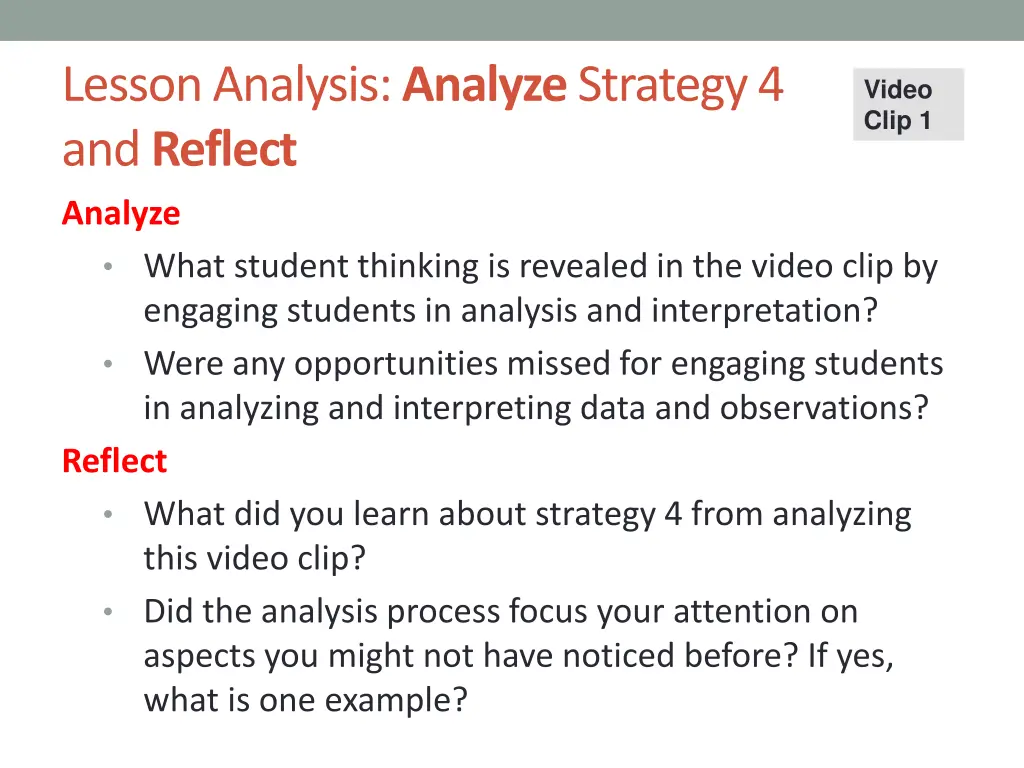 lesson analysis analyze strategy 4 and reflect