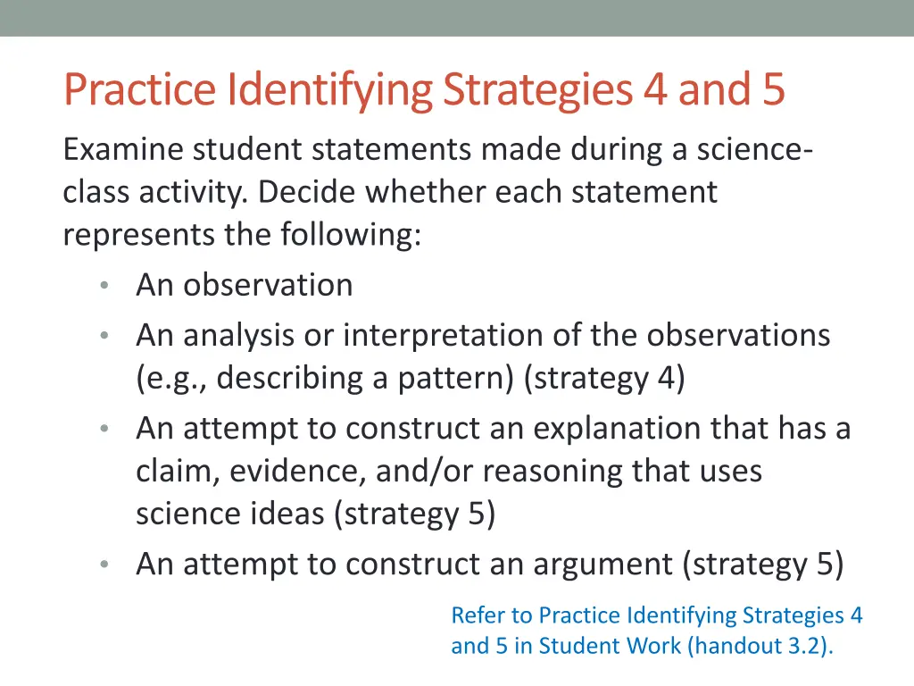 practice identifying strategies 4 and 5 examine