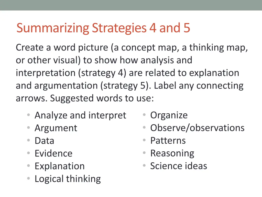 summarizing strategies 4 and 5