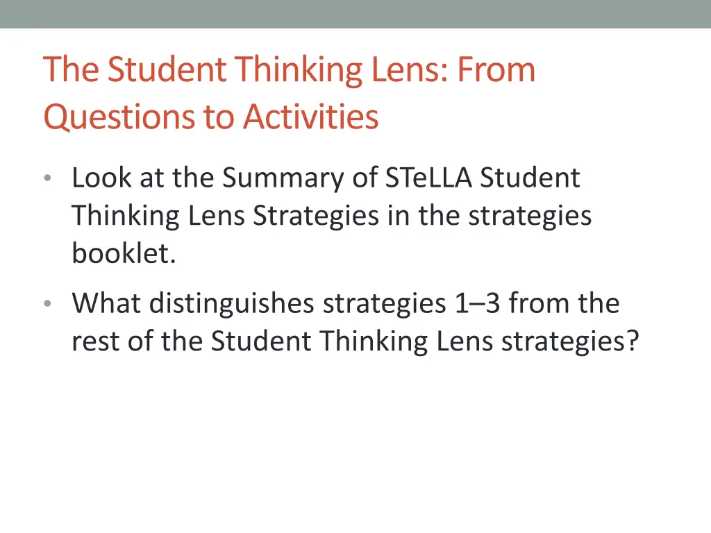 the student thinking lens from questions