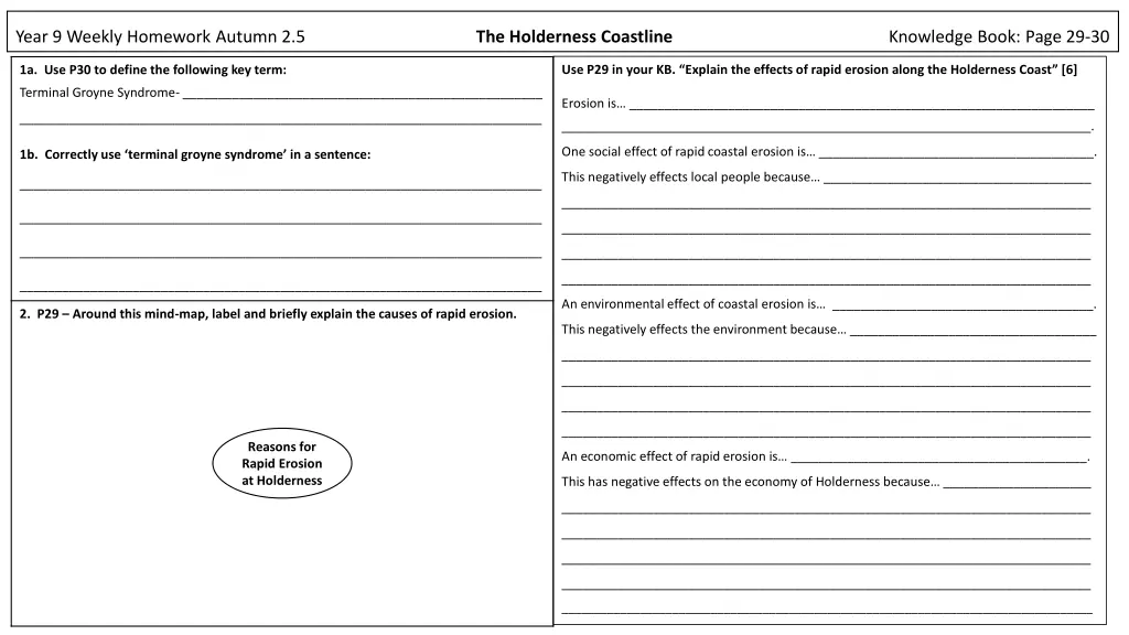 year 9 weekly homework autumn 2 5 the holderness