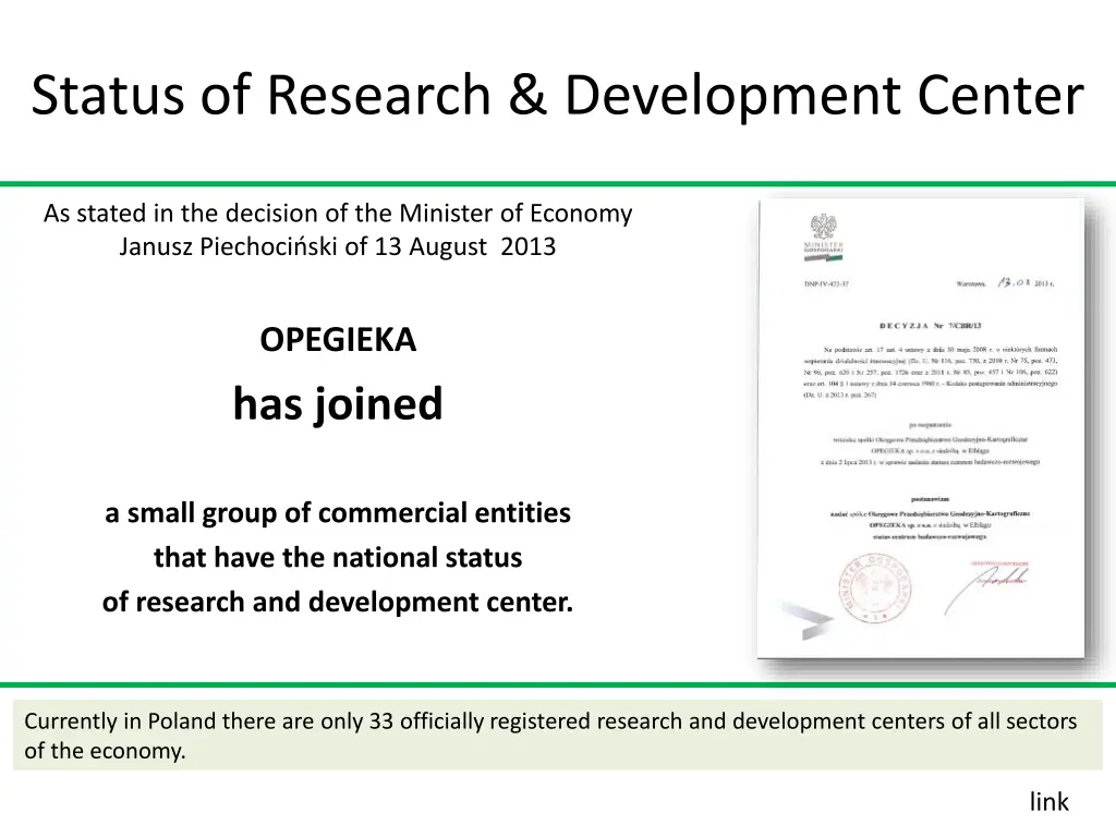 status of research development center