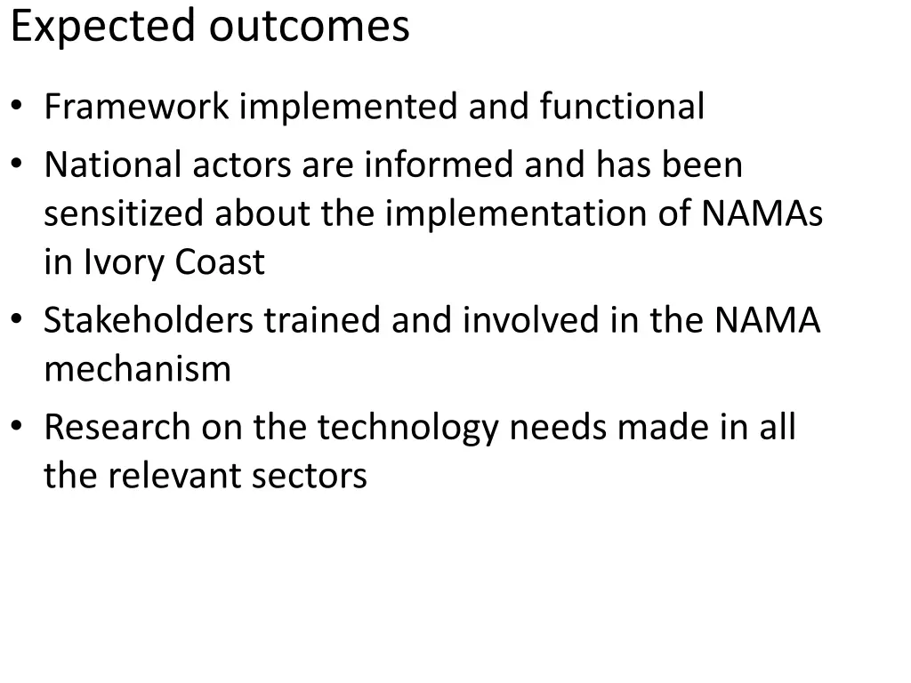 expected outcomes