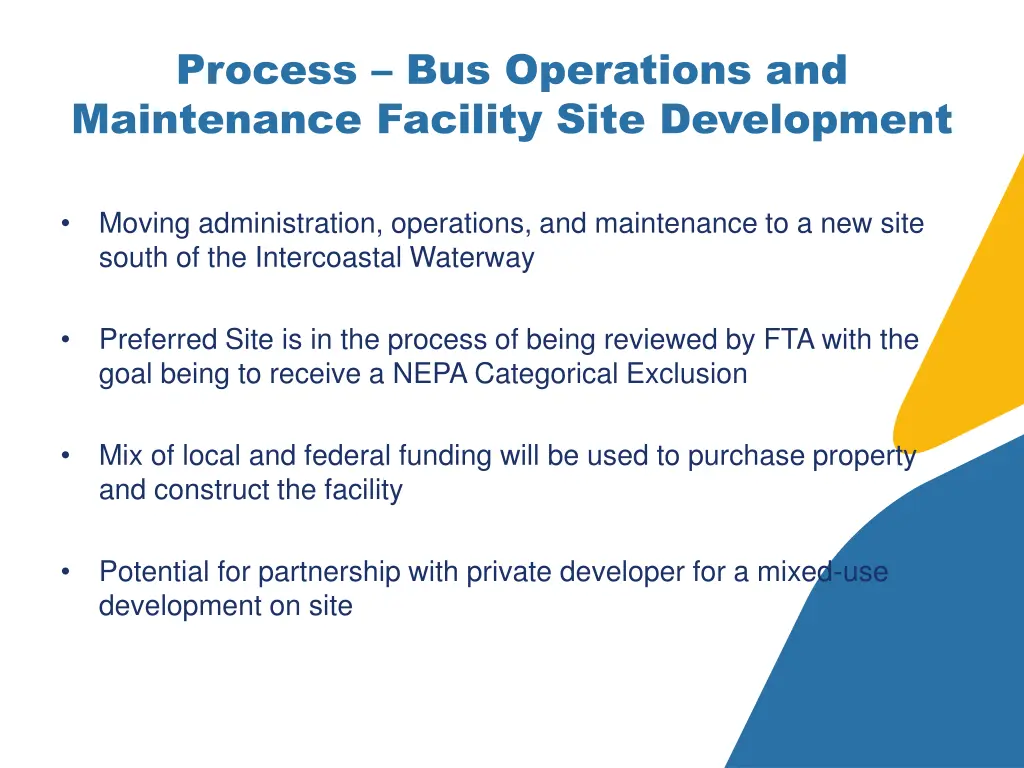 process bus operations and maintenance facility