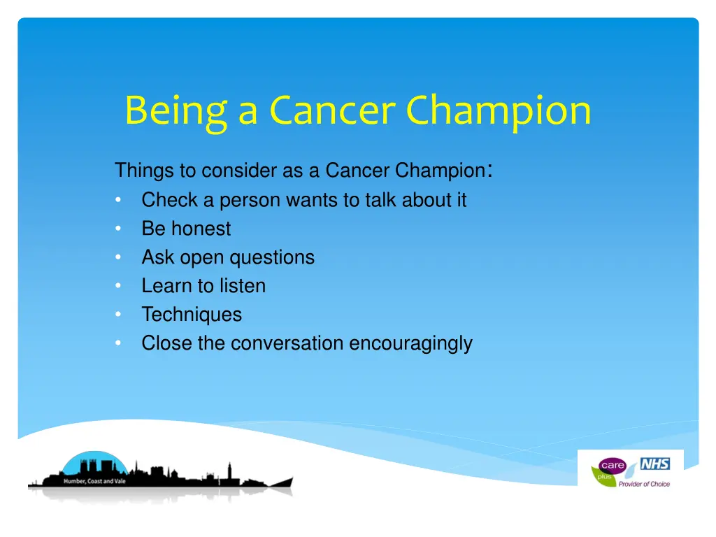 being a cancer champion