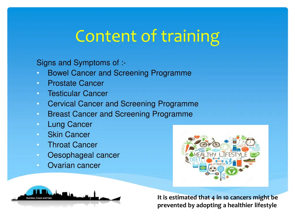 content of training