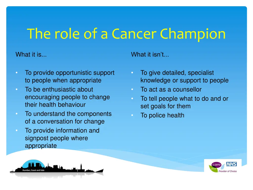 the role of a cancer champion