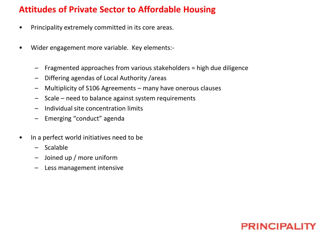 attitudes of private sector to affordable housing