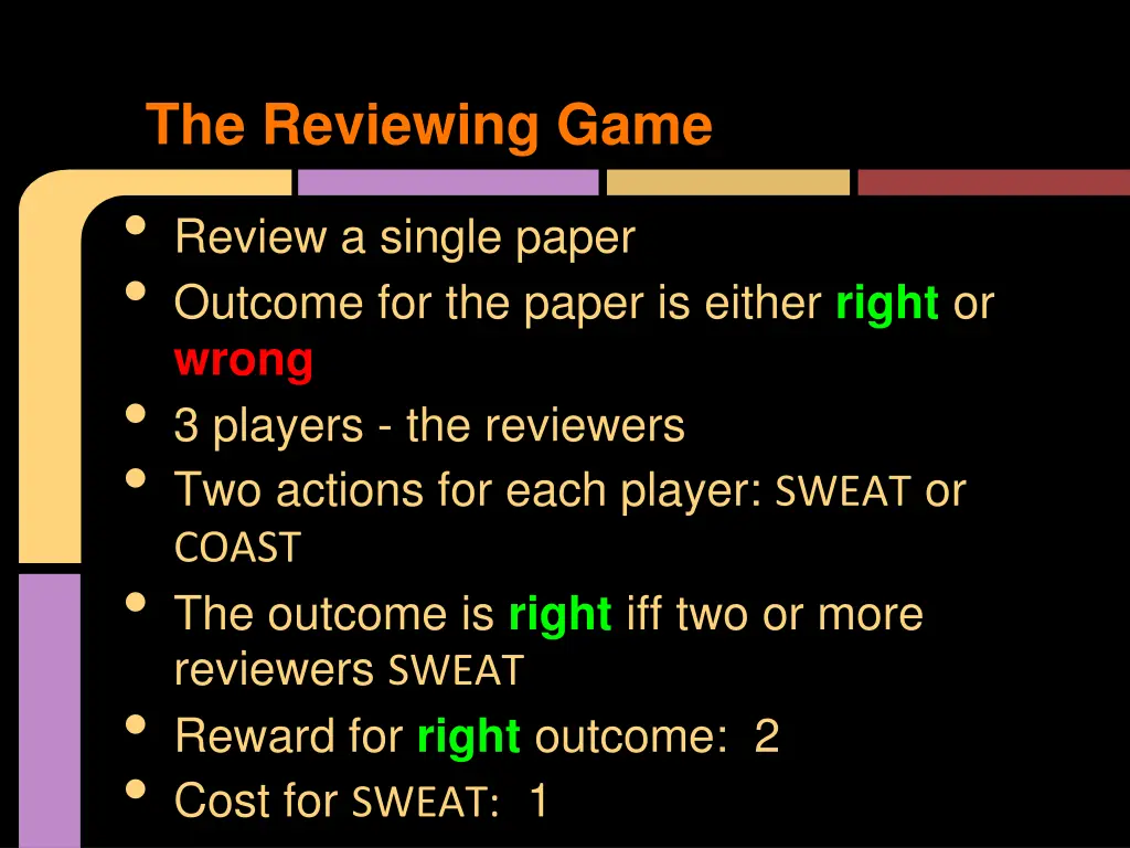 the reviewing game