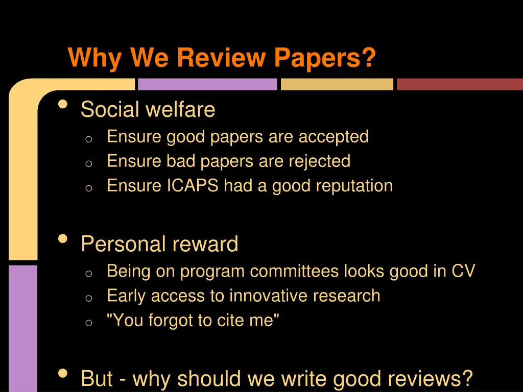 why we review papers