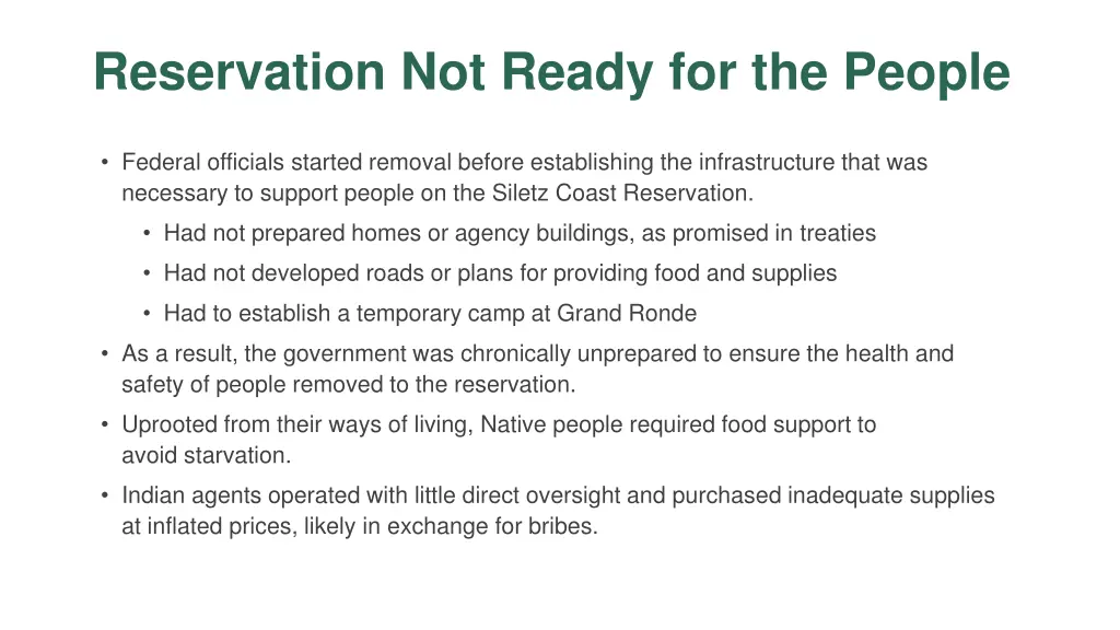 reservation not ready for the people