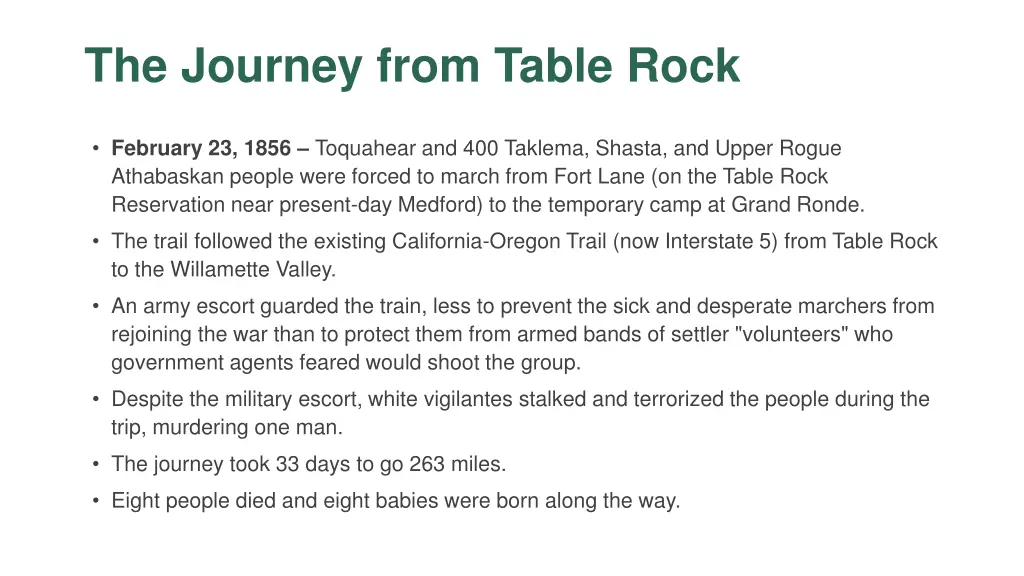 the journey from table rock