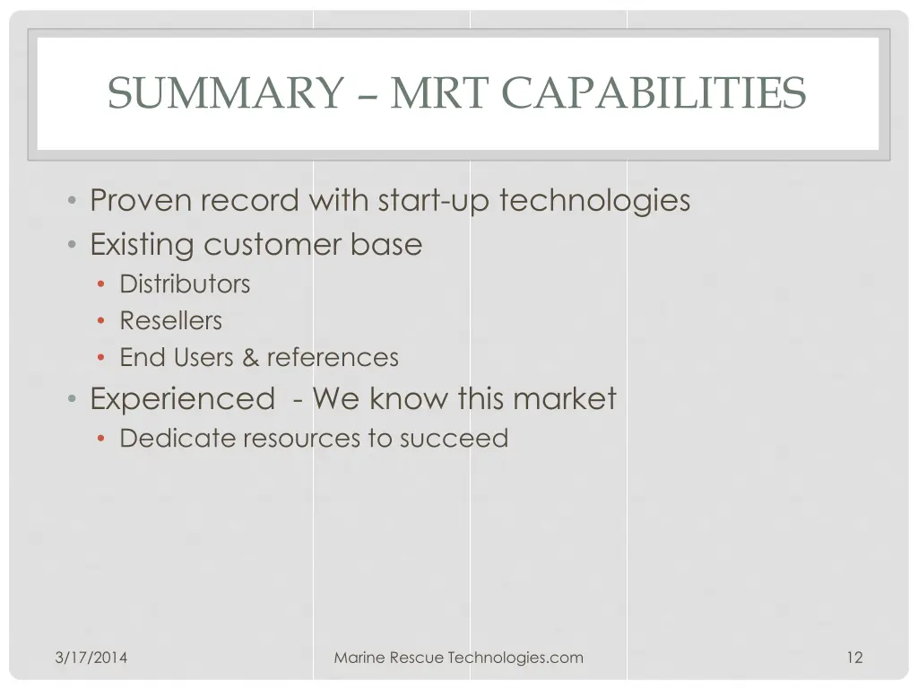 summary mrt capabilities