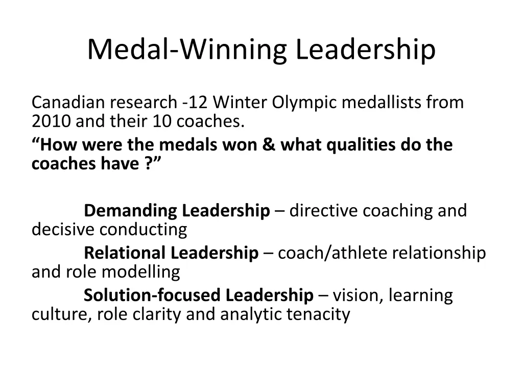 medal winning leadership